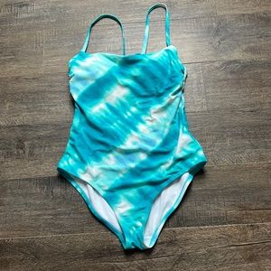 Kona Sol Blue Tie-Dye Swim Suit One Piece ((size Large))